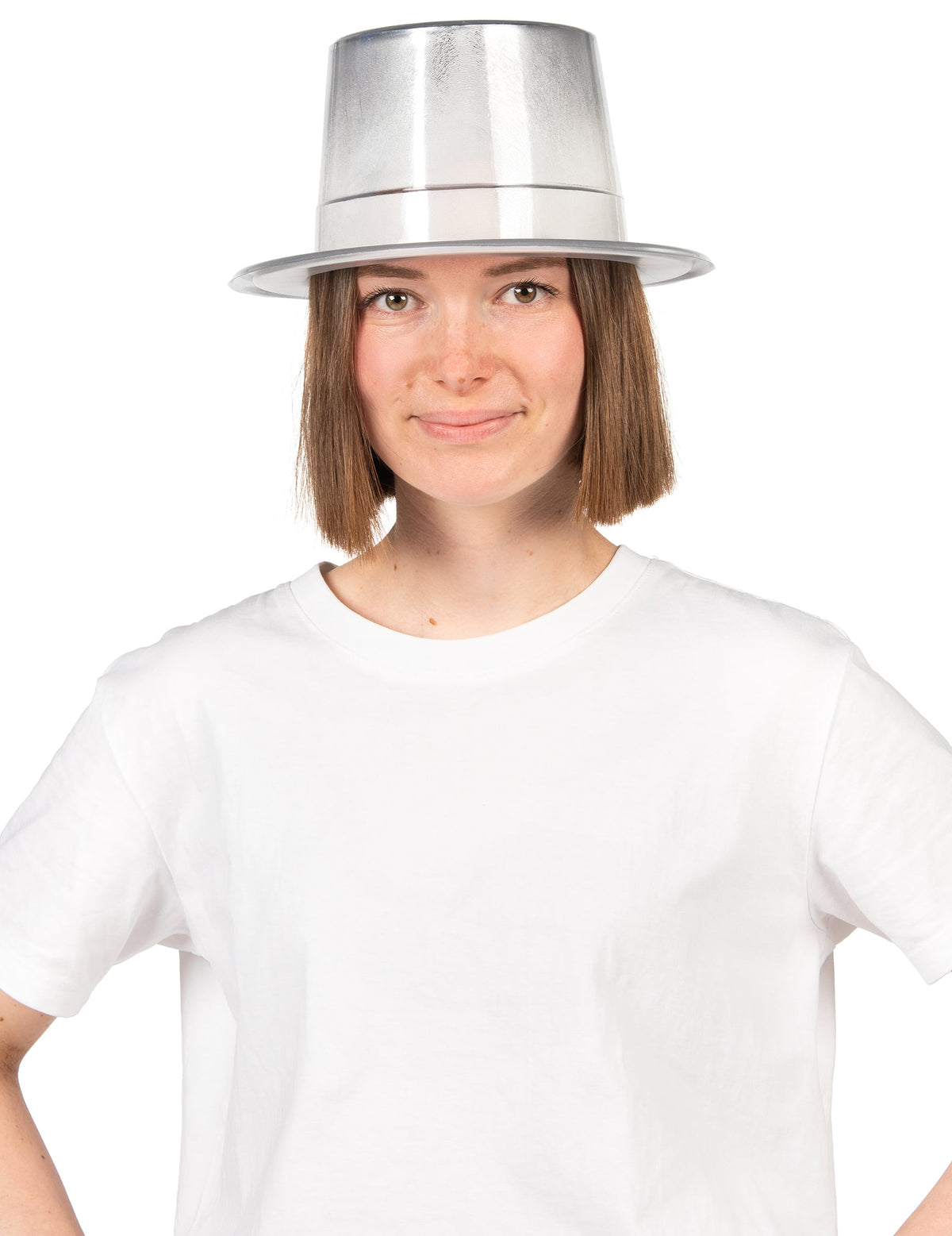 Vue de face du chapeau haut de forme brillant