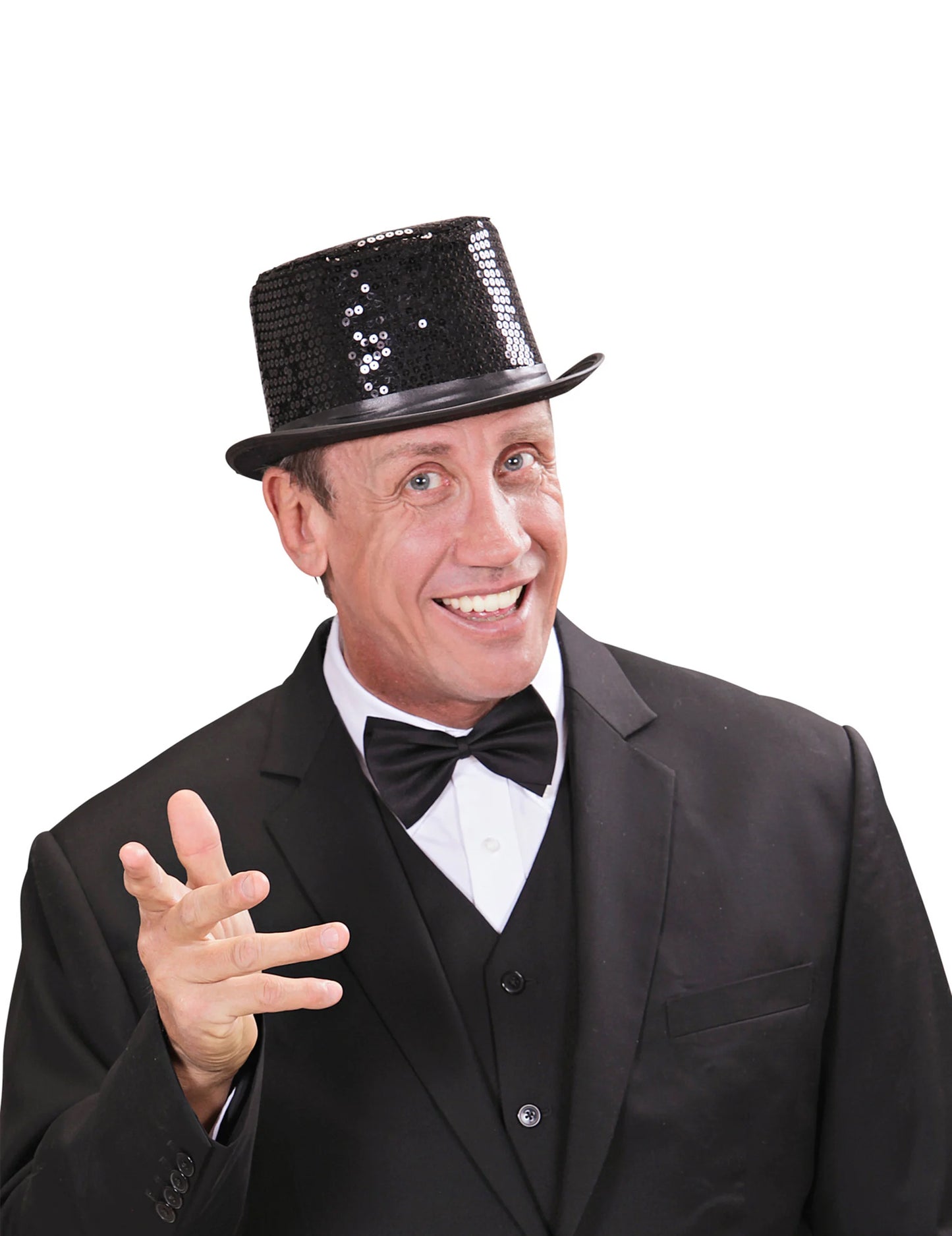 Chapeau haut de forme à sequins pour adulte noir