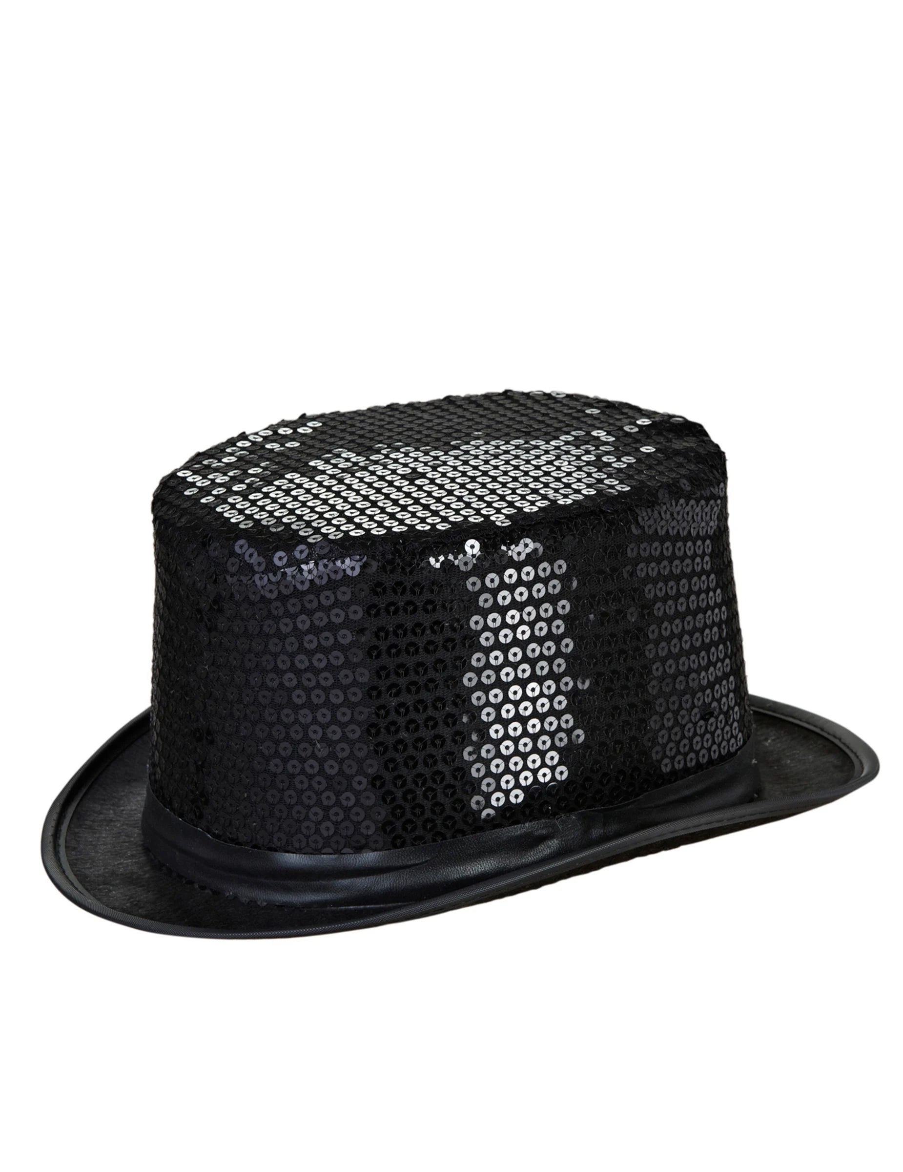 Vue de profil du chapeau haut de forme à sequins pour adulte