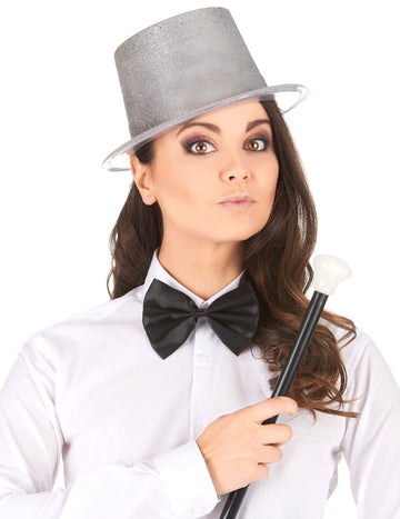 Plastový cylindr pro dospělé se stříbrným třpytem