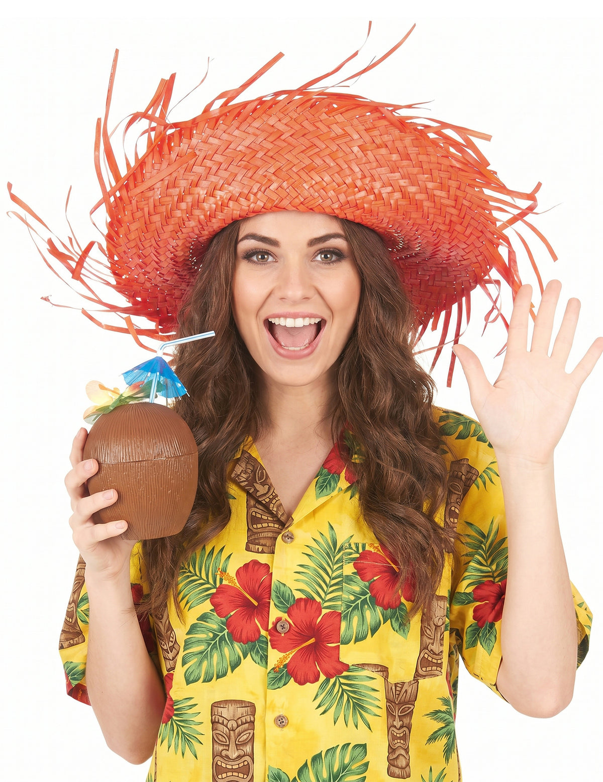 Oranžový havajský klobouk pro dospělé