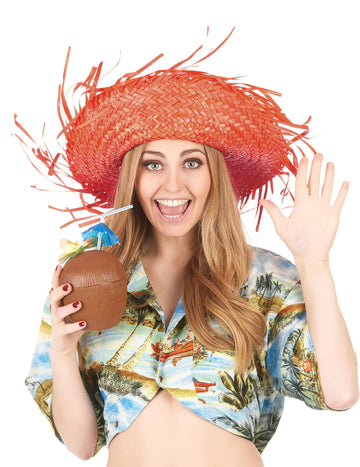 Chapeau Hawaï pour adulte orange