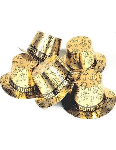 Chapeau Buon anno pour adulte doré brillant avec motifs de feux d'artifice