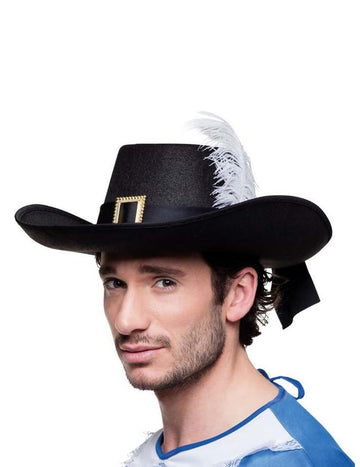 Černý mušketýrský klobouk pro dospělé