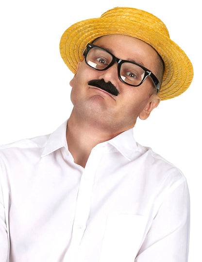 Žlutý slaměný klobouk s nápisem „vodítko“