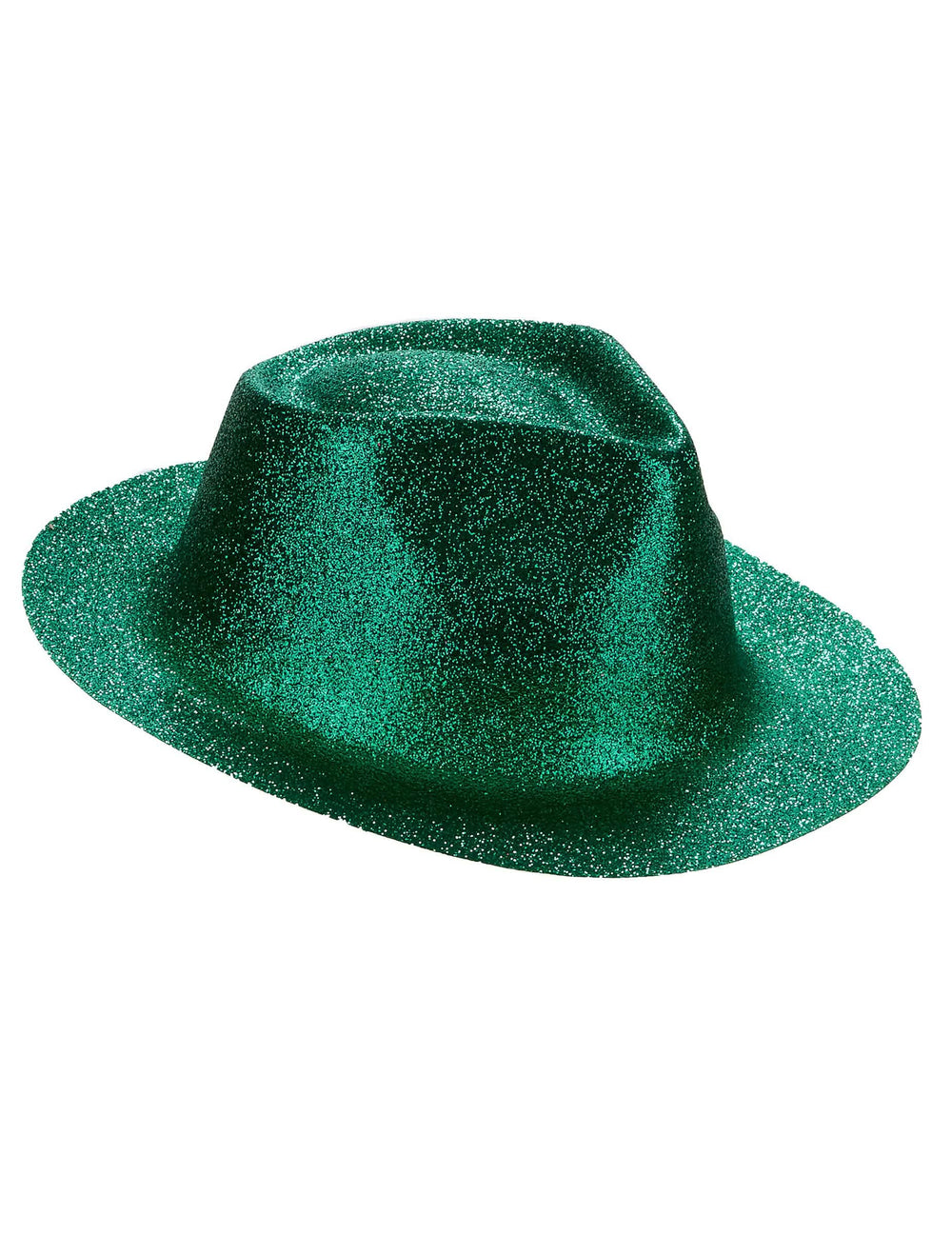 Pohled z profilu na zelená třpytivý klobouk pro dospělý