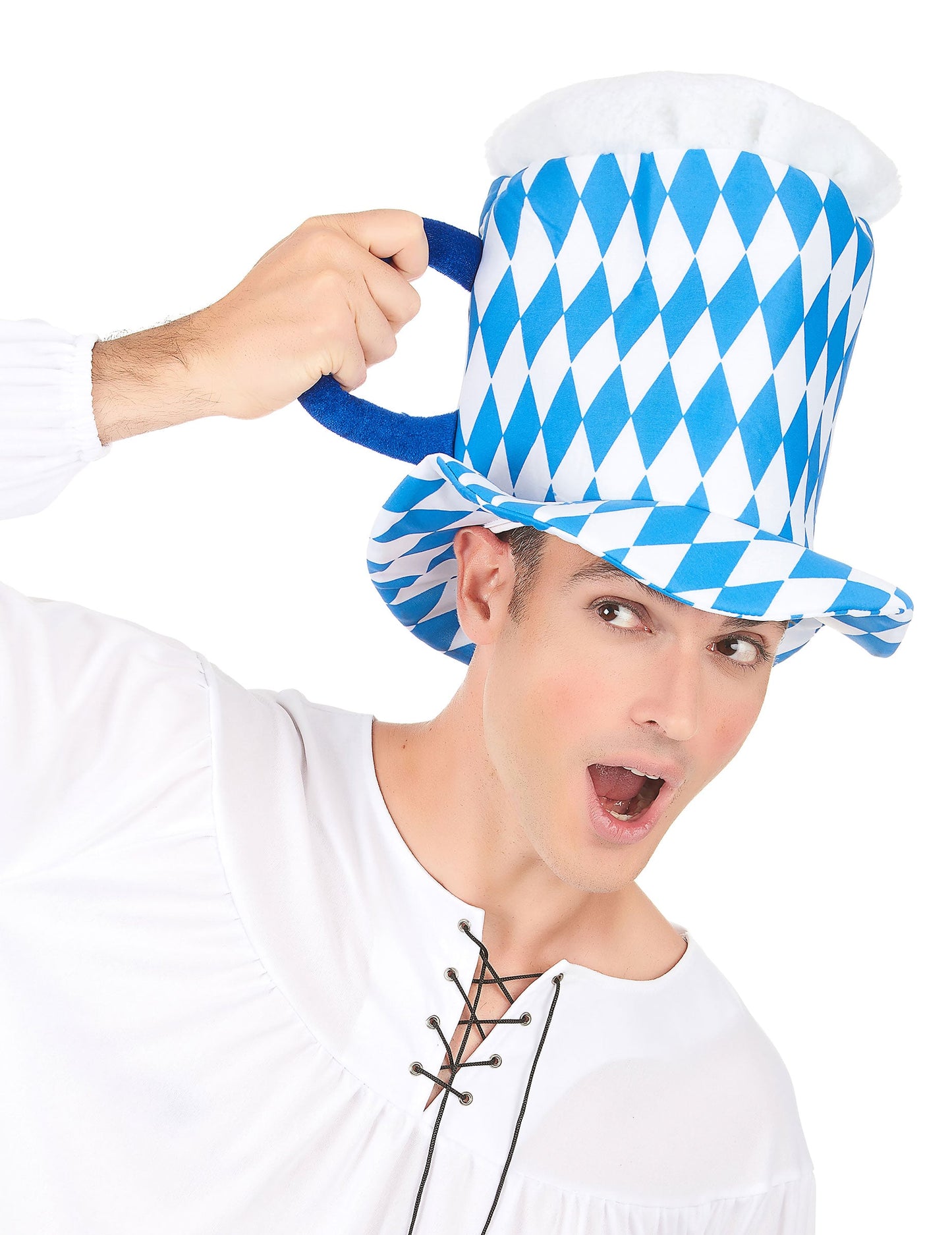 Maßkrughut weiß blau für Erwachsene