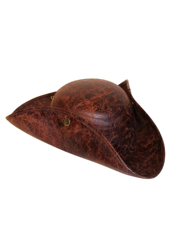 Pirátský klobouk s efektem kůže pro dospělé v hnědé barvě