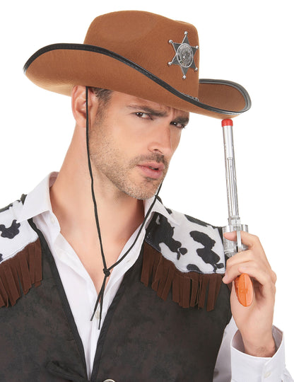 Hnědá šerifova čepice pro dospělé