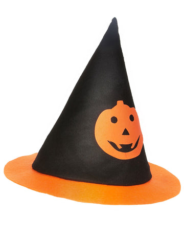 Dětský halloweenský dýňový klobouk s čarodějnicí