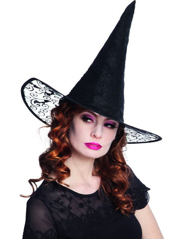 Halloweenská krajková čarodějnická čepice pro dospělé