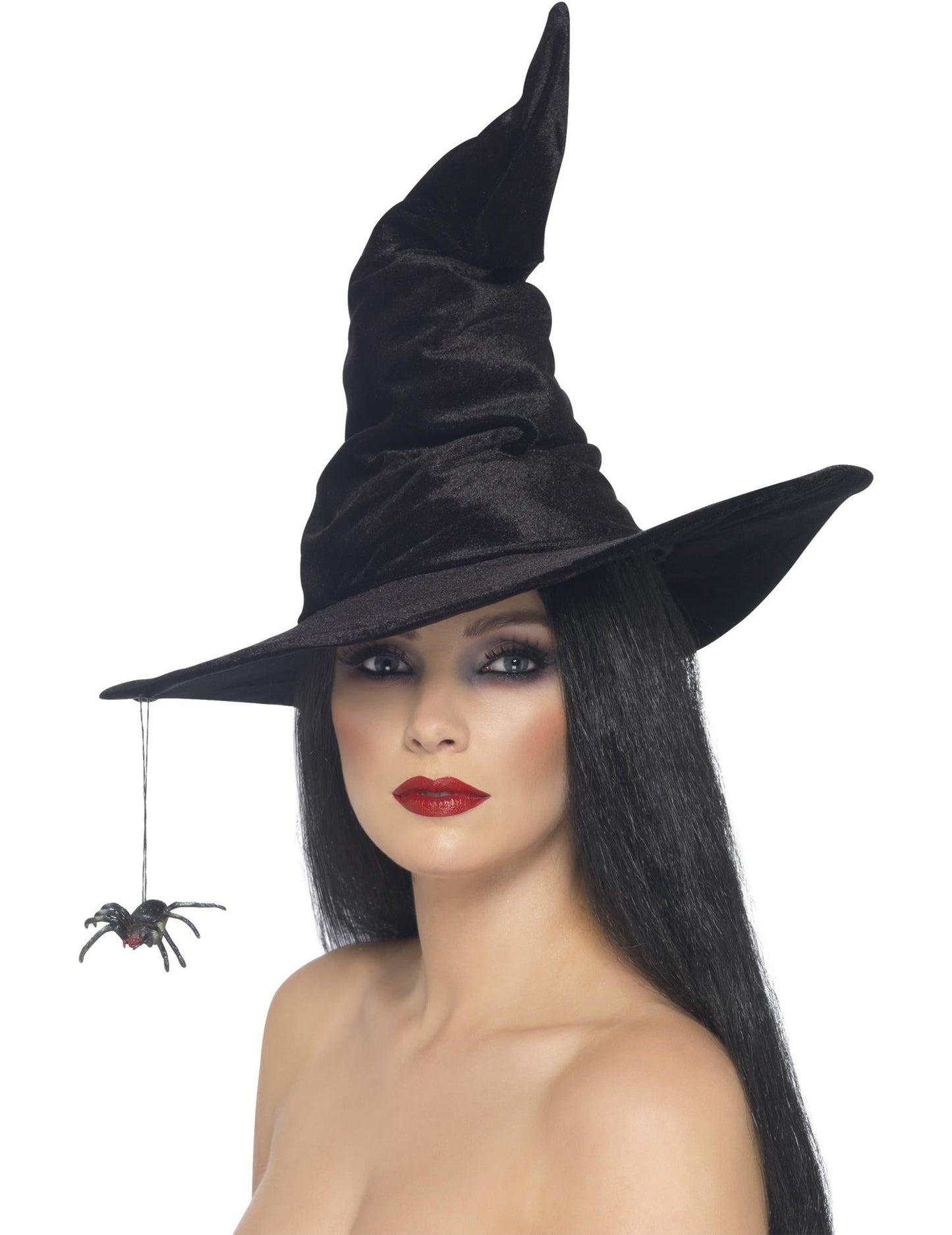 Černý čarodějnice s Halloweenským pavoukem