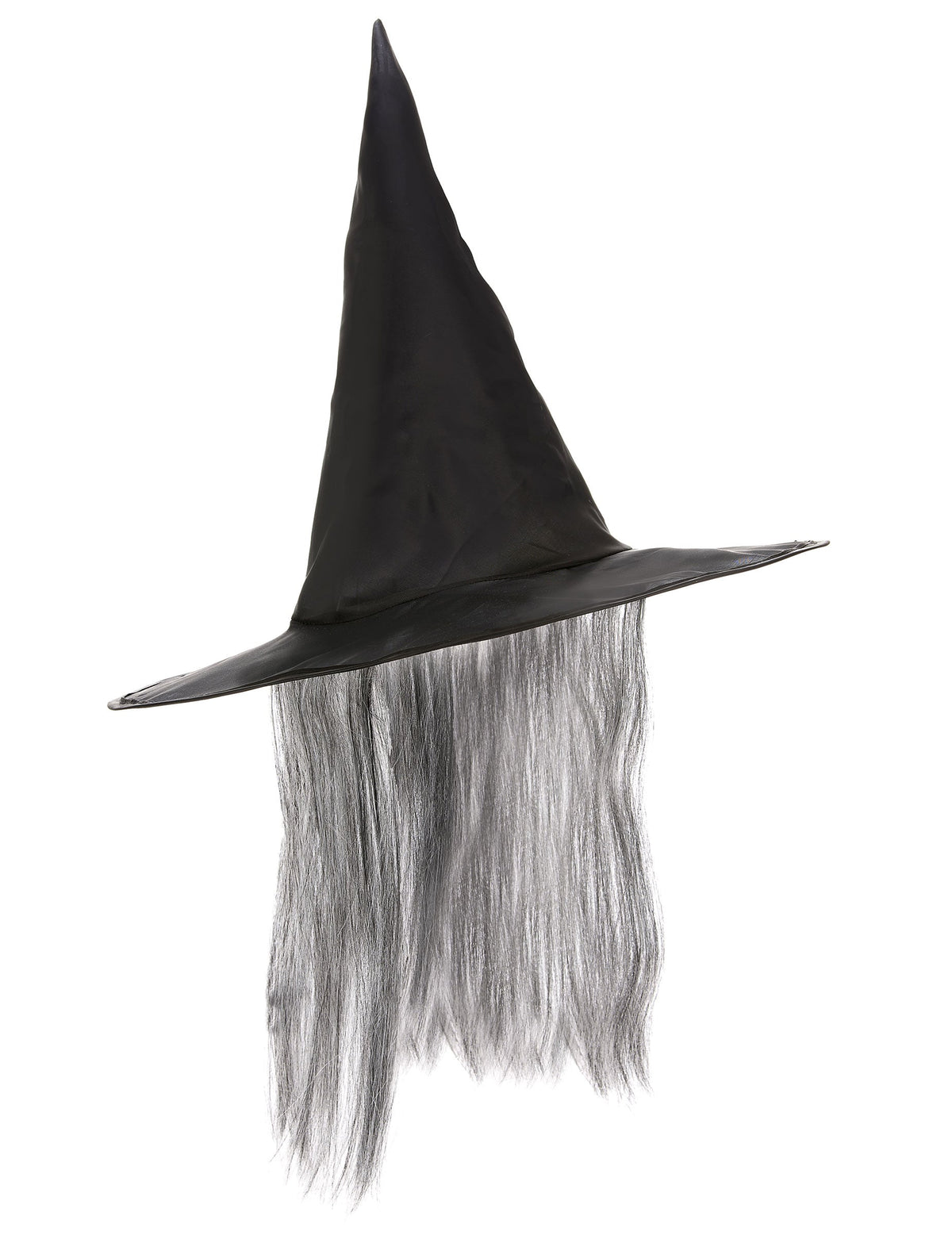 Černý čarodějnický klobouk s šedivými vlasy pro dospělé Halloween