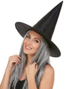 Černý čarodějnický klobouk s šedivými vlasy pro dospělé Halloween