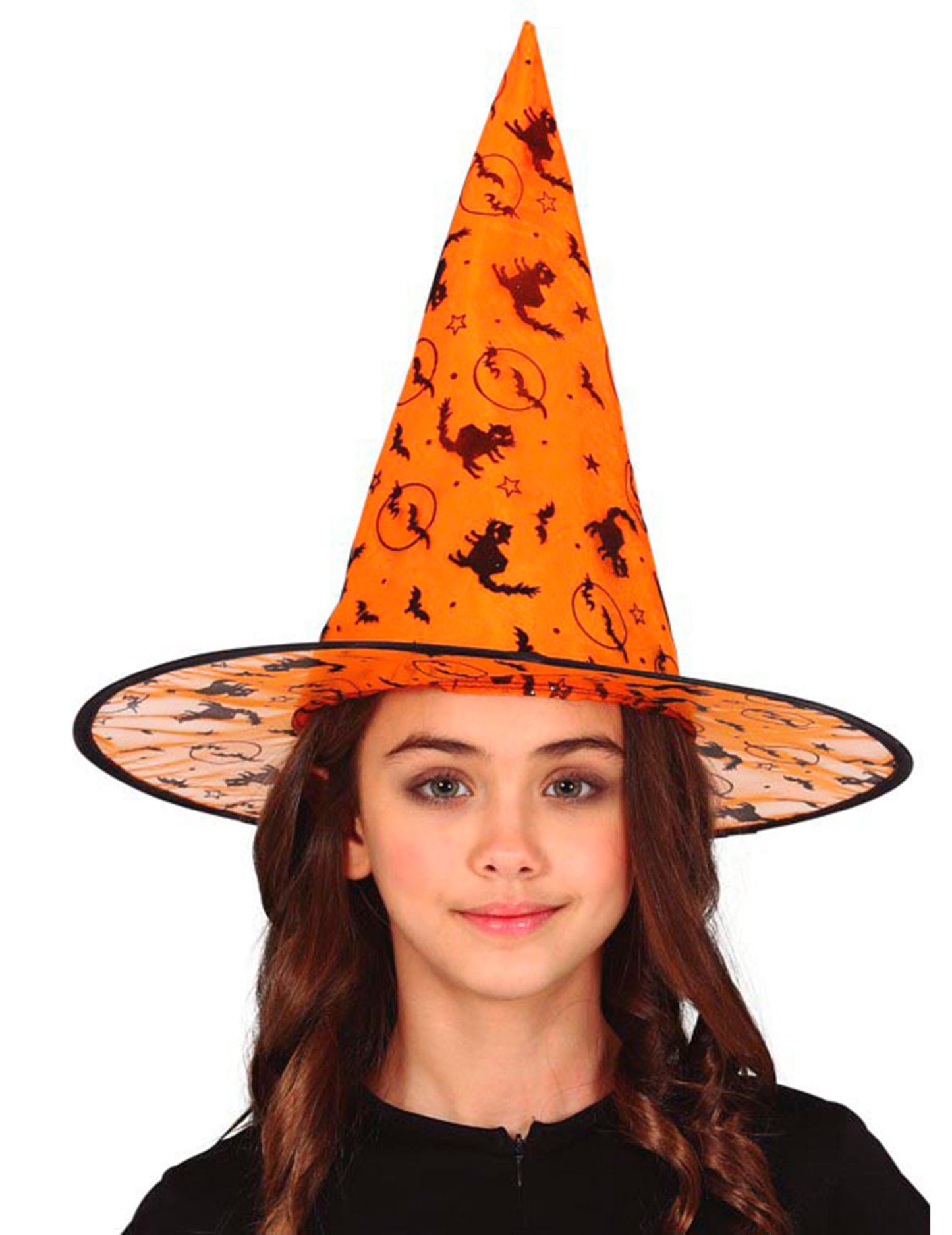 Oranžový a černý čarodějnický klobouk pro děti