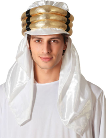 Bílo-zlatý arabský sultánský klobouk pro dospělé