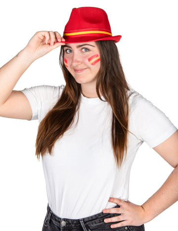 Chapeau supporter Espagne pour adulte rouge avec bandeau jaune et rouge