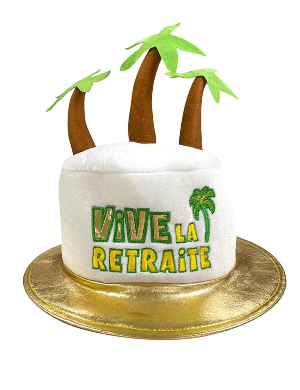 Vue de face du chapeau Vive la retraite
