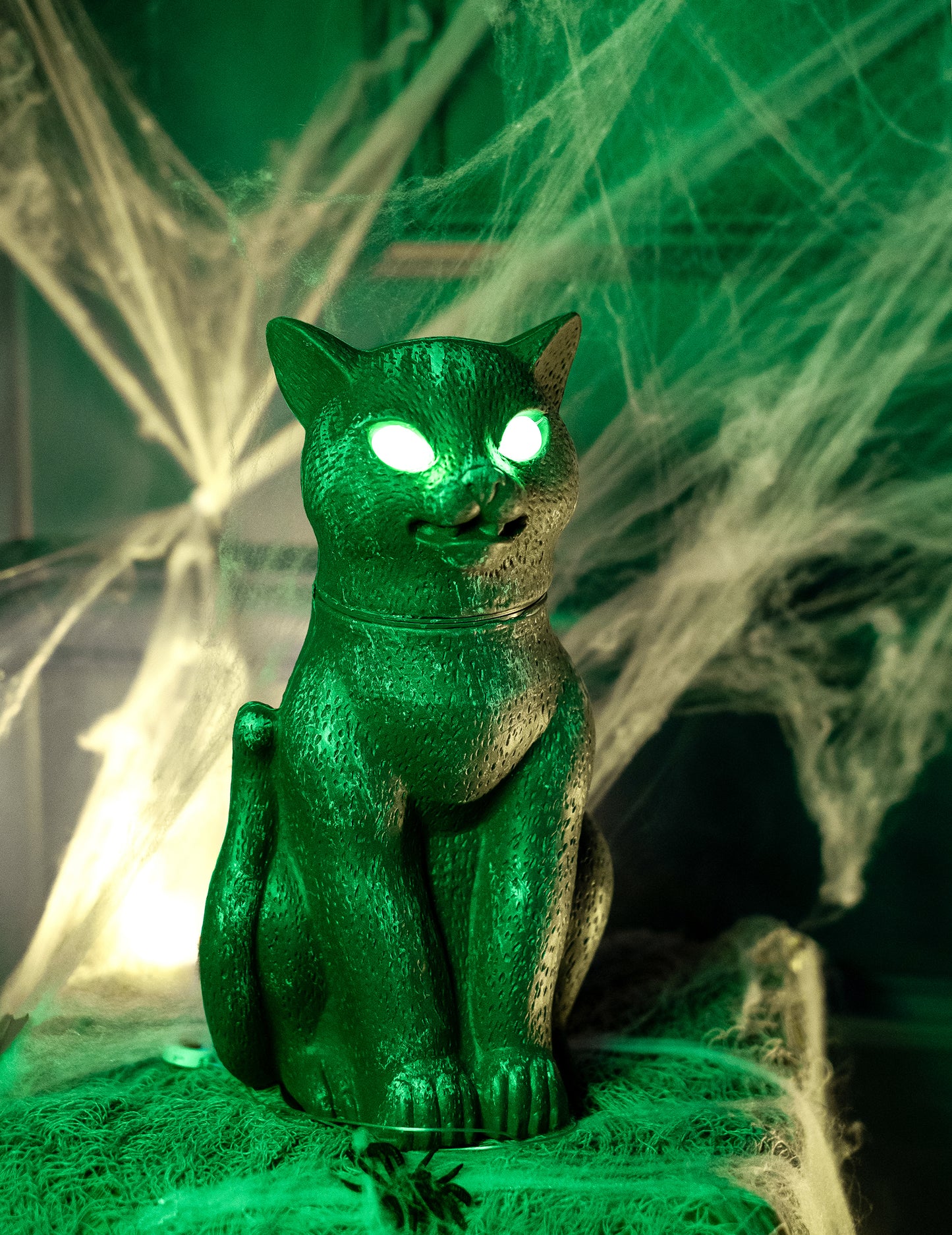 Černá kočka s jasnýma očima, zvukem a světlem 30 cm