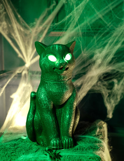 Černá kočka s jasnýma očima, zvukem a světlem 30 cm