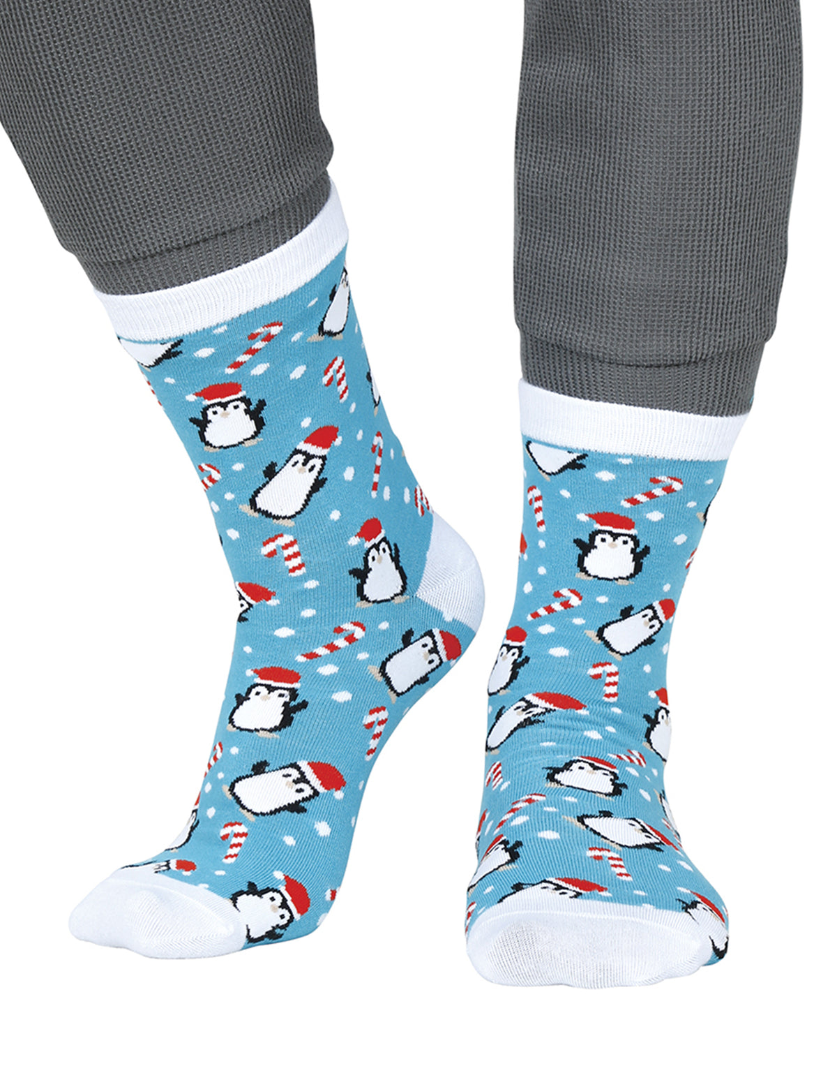 Chaussettes de Noël motifs pingouin pour adulte bleues