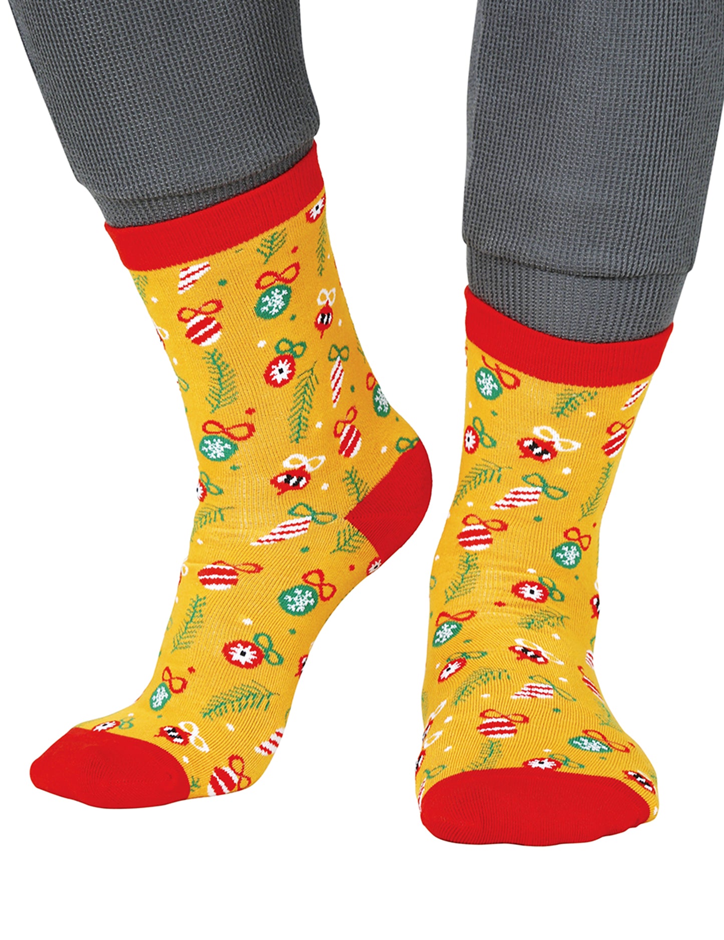 Vánoční punčochy pro dospělé se vzorem v žlutém provedení