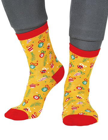 Vánoční punčochy pro dospělé se vzorem v žlutém provedení