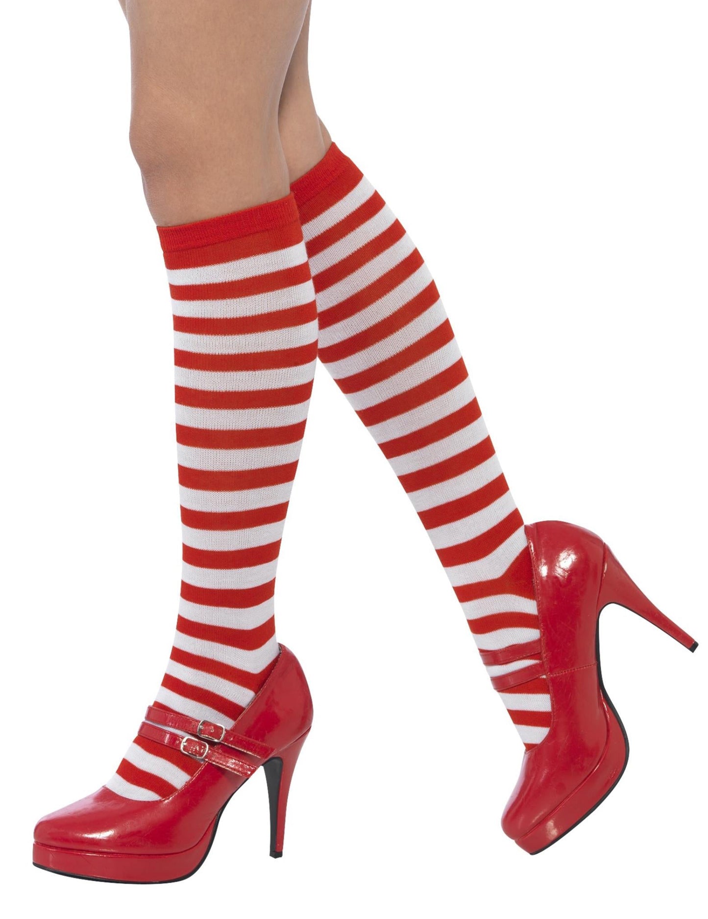 Dospělé červenobílé pruhované ponožky
