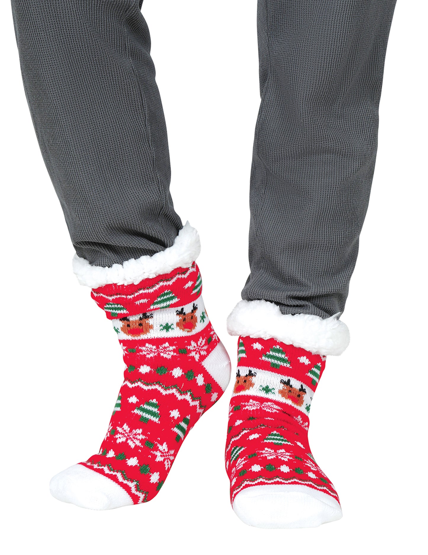 Červené vánoční termo ponožky pro dospělé s motivem soba