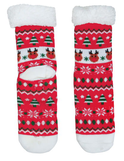 Červené vánoční termo ponožky pro dospělé s motivem soba