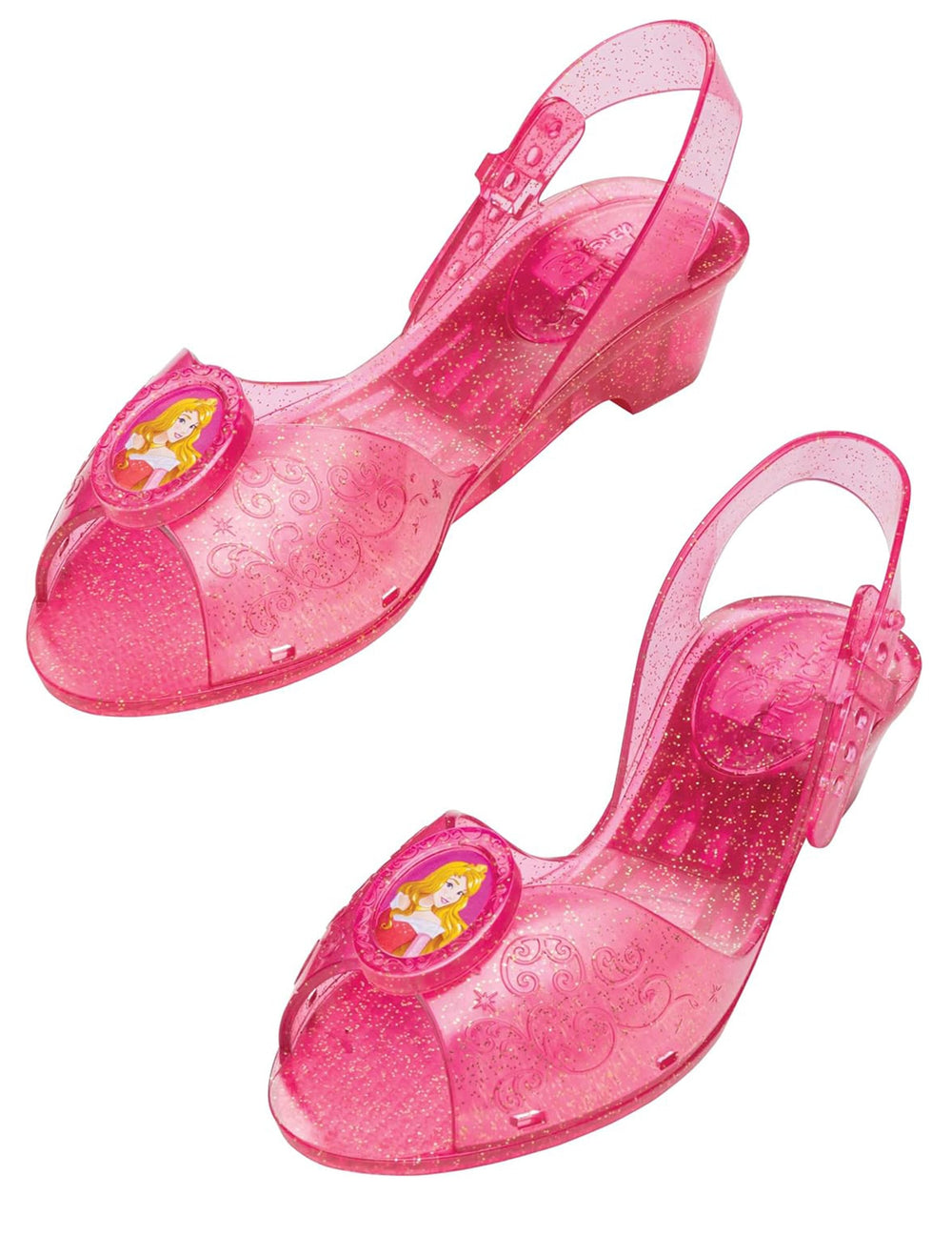 Vue de face des chaussures de princesse La belle au bois dormant