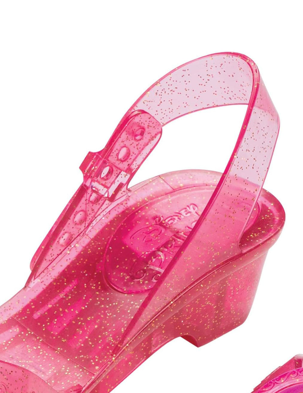 Détail de la bride et du talon des chaussures de princesse La belle au bois dormant