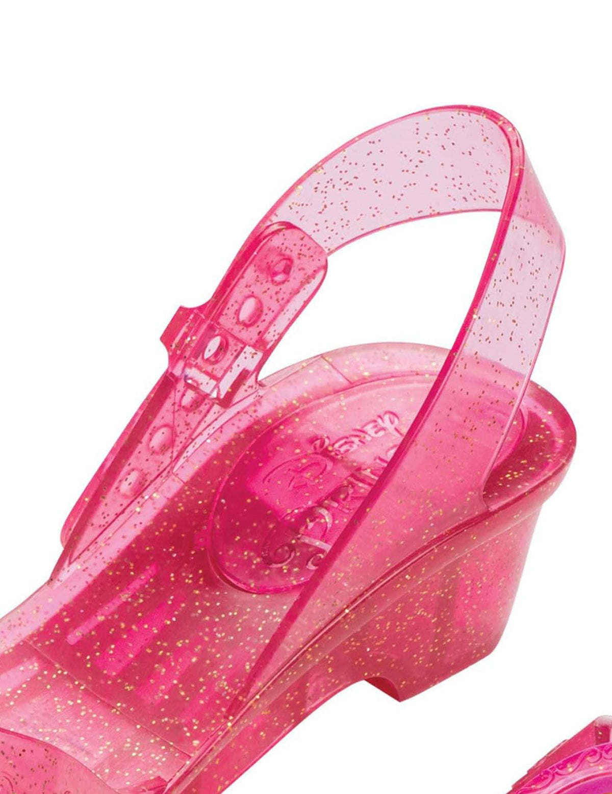 Détail de la bride et du talon des chaussures de princesse La belle au bois dormant