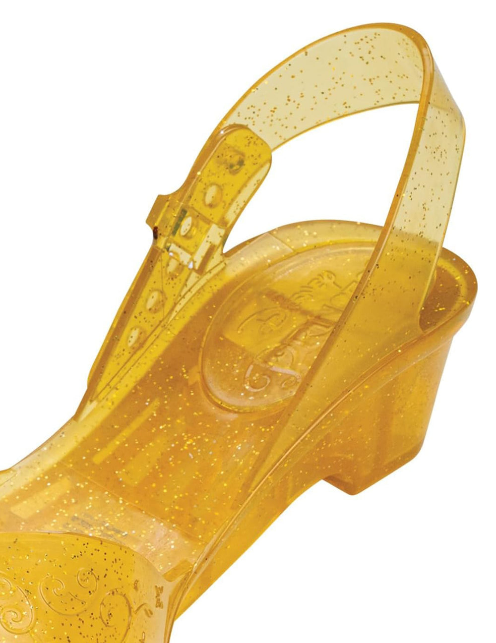 Détail du talon et de la bride des chaussures de princesse Belle