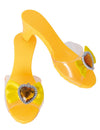 Chaussures de princesse pour enfant jaunes avec nœud et bijou en forme de cœur