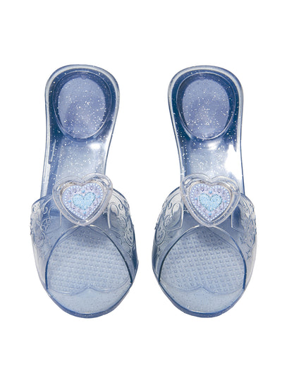 Chaussures de princesses pour enfant bleues à paillettes avec cœur