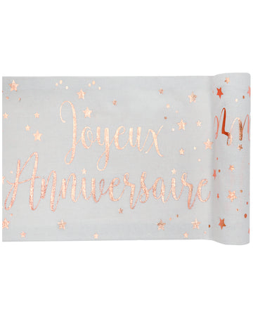 Růžovo-zlatý bavlněný běhoun na narozeniny 3m x 28 cm