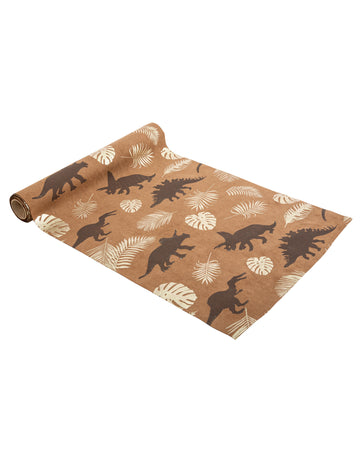 Velbloudí semišový dinosauří běhoun na stůl 28 cm x 3 m zlaté listy