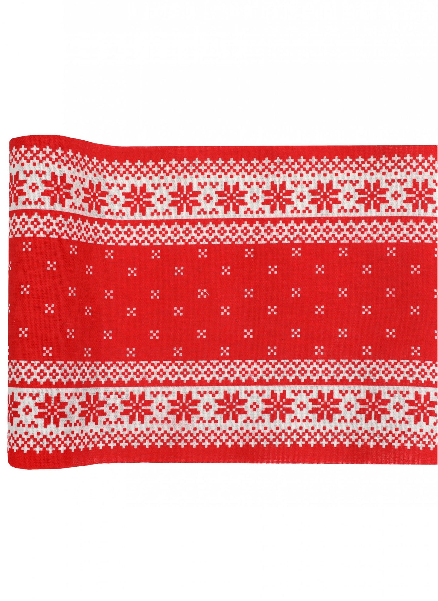 Bavlněný běhoun na stůl u ohně 3 m x 28 cm červená a bílá