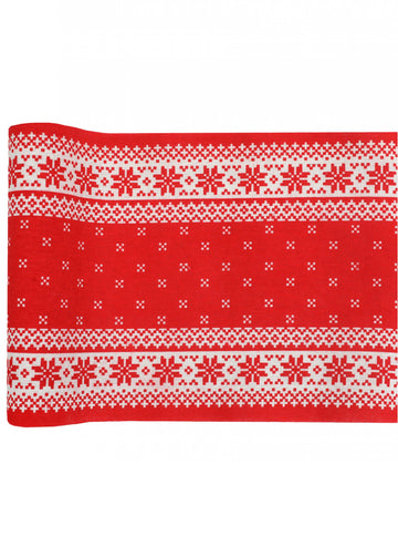 Bavlněný běhoun na stůl u ohně 3 m x 28 cm červená a bílá