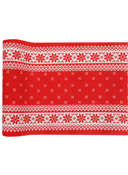 Bavlněný běhoun na stůl u ohně 3 m x 28 cm červená a bílá