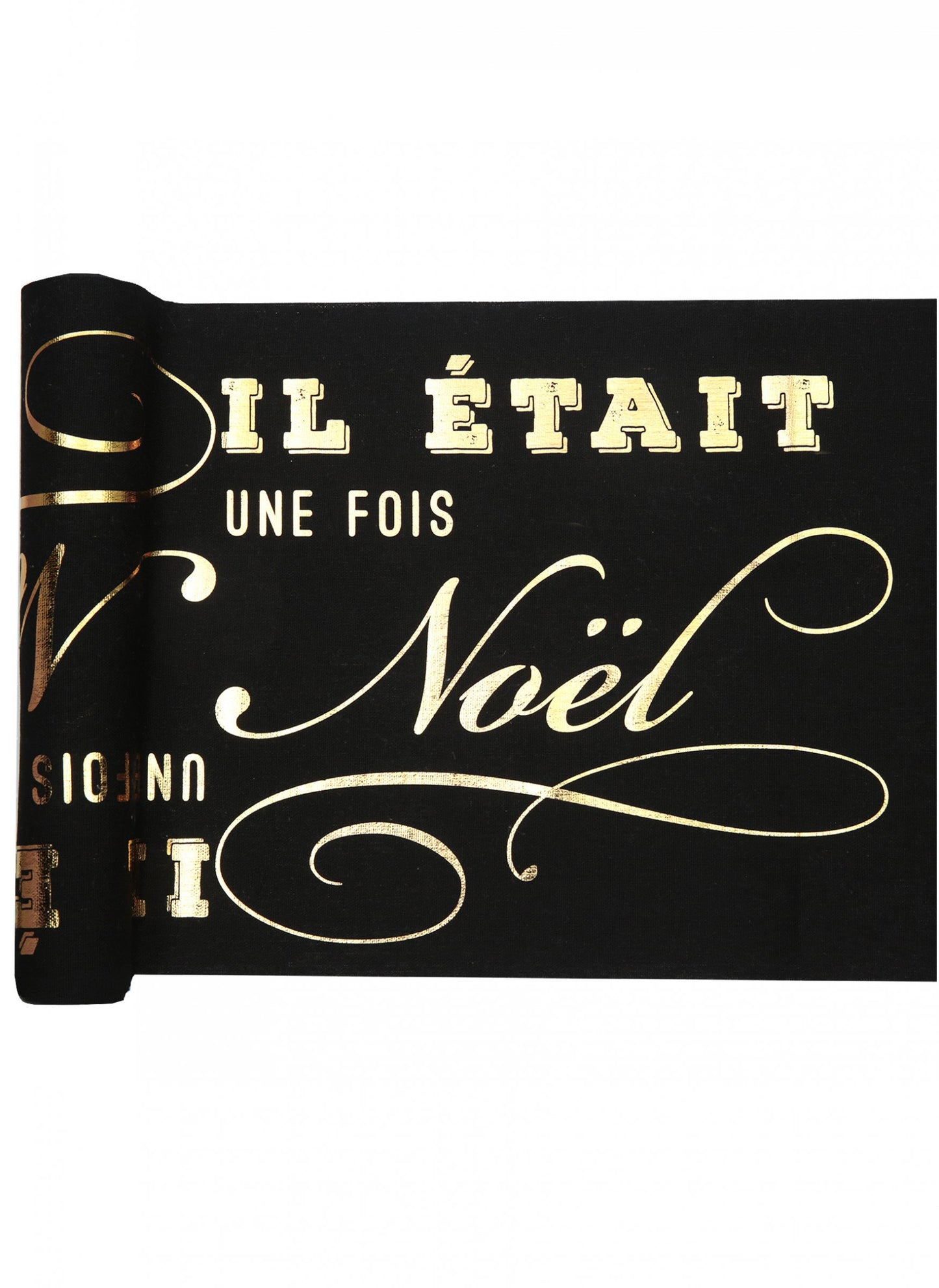 Bavlněný běhoun Tenkrát vánoční černozlatý 3 m x 28 cm