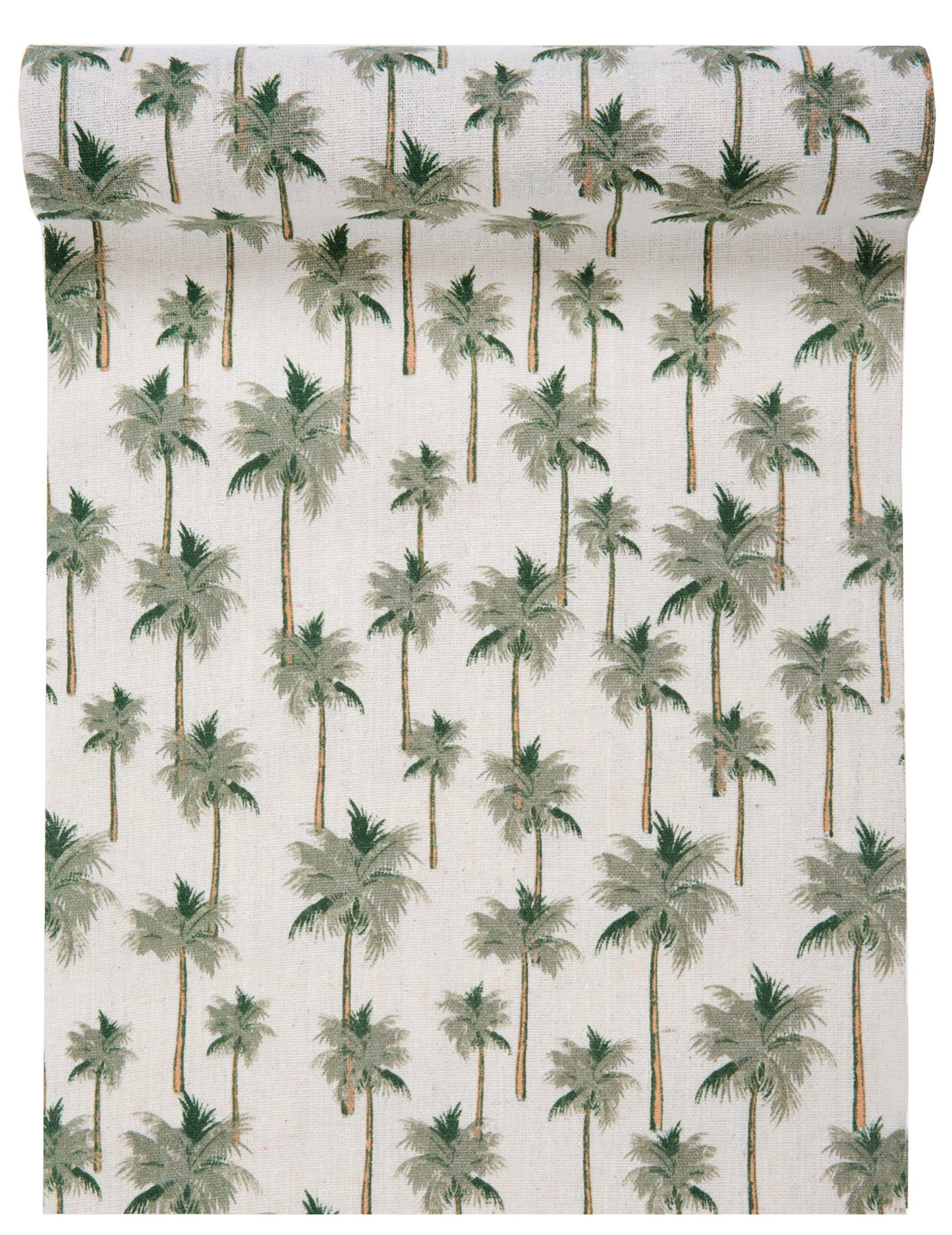 Chemin de table en coton jungle tropicale pour décoration vert à motifs palmiers