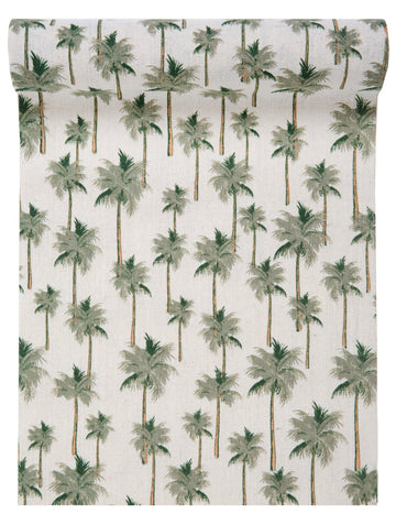 Zelený běhoun na stůl z tropické džungle 28 cm x 3 m