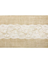 Chemin de table en jute centre dentelle naturel et blanc découpable