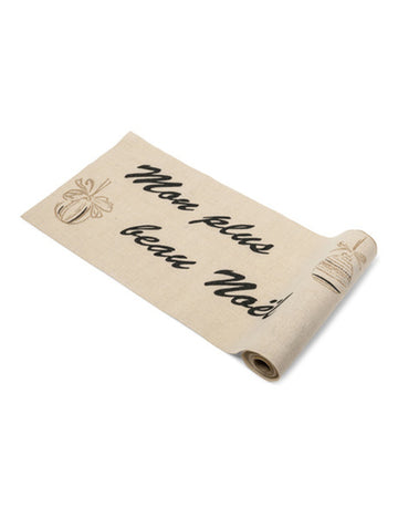 Lněný běhoun můj nejkrásnější vánoční černozlatý 28 cm x 5 m přírodní