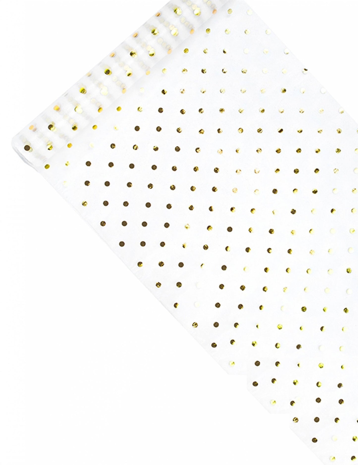 Chemin de table en organza blanc avec pois doré métallisé 36 cm x 9 m