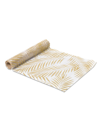 Ubrus z organzy s palmovým vzorem a zlatými třpytkami 28 cm x 5 m