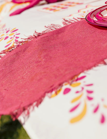 Tischläufer aus rosa Stoff 30 cm x 3 m