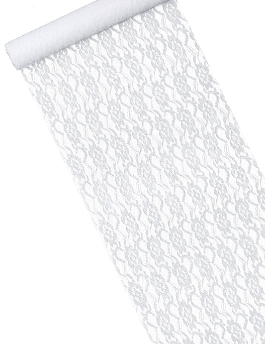 Chemin de table en dentelle mariage romantique pour décoration de table blanc